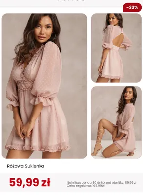 Sukienka różowa Renee promocja w Renee