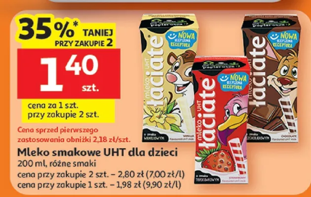 Mleko smakowe UHT dla dzieci różne smaki promocja w Auchan