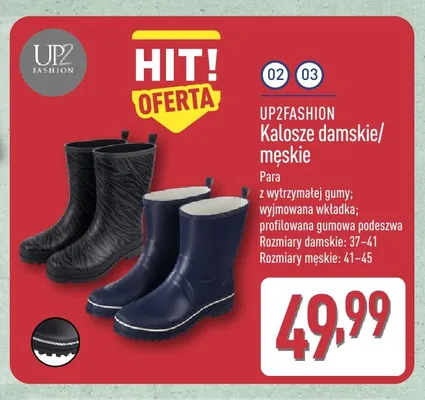 Kalosze damskie UP2FASHION promocja w Aldi