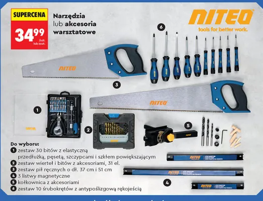 Narzędzia lub akcesoria warsztatowe, różne rodzaje promocja w Biedronka