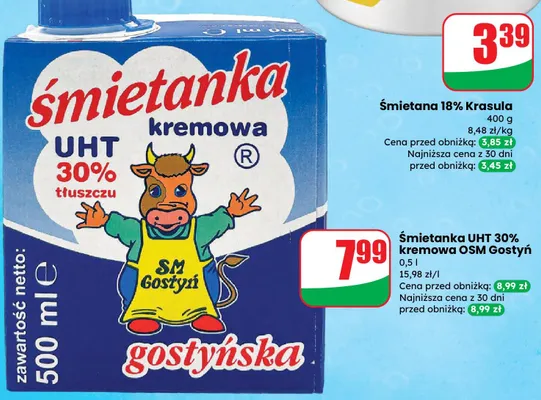 Śmietana 18% Polska Mlekovita promocja w Dino