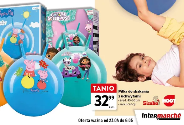 Piłka do skakania z uchwytami śred. 45-50cm mix licencji promocja w Intermarche