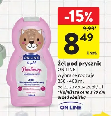 Żel pod prysznic ON LINE le petit Piankowy Marshmallow promocja w Intermarche