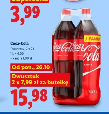 Napój gazowany Coca-Cola 2-pak 2 l promocja w Lidl