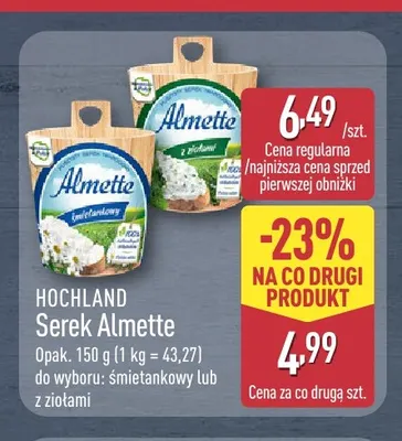 Serek Almette z ziołami Hochland promocja w Aldi