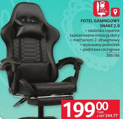 Fotel gamingowy FOTEL GAMINGOWY SNAKE 2.0 promocja w Selgros