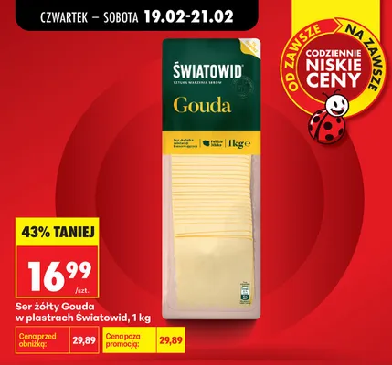 Ser żółty Gouda w plastrach promocja w Biedronka