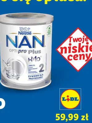 Mleko modyfikowane Nan Optipro Plus HMO 2 promocja w Lidl