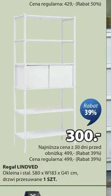 Regał LINDVED okleina i stal S80xW183xG41cm drzwi przesuwane promocja w Jysk