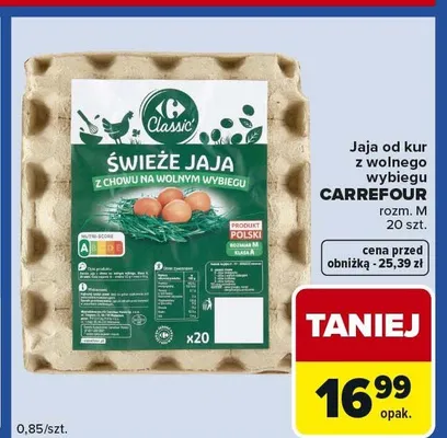 Jaja od kur z wolnego wybiegu rozmiar M promocja w Carrefour Express