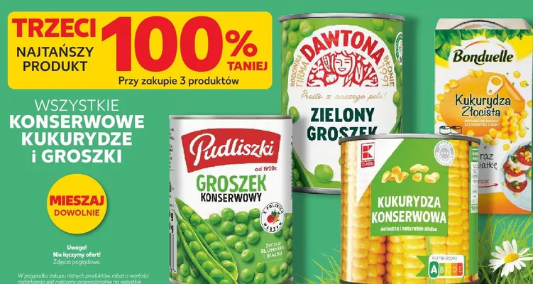Kukurydza, groszek konserwowy promocja w Kaufland