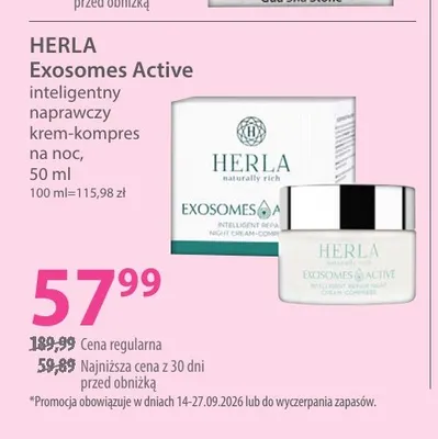 Exosomes Active inteligentny naprawczy krem-kompres na noc Herla promocja w Hebe