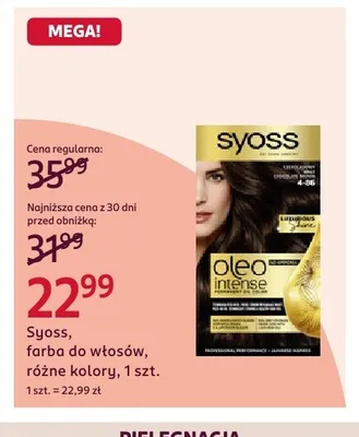 Farba do włosów Syoss Oleo Intense promocja w Rossmann