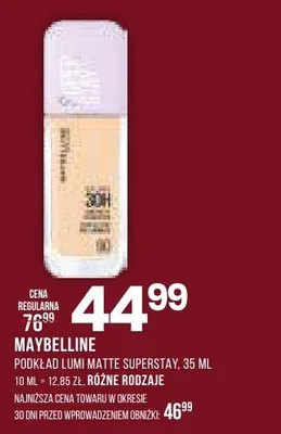 Podkład MAYBELLINE Lumi Matte Superstay promocja w Drogerie Natura