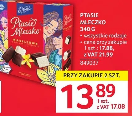 Ptasie mleczko 340 g wszystkie rodzaje promocja w Selgros