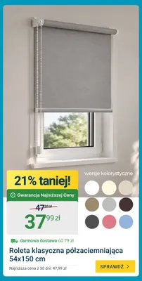 Roleta klasyczna półzaciemniająca 54x150 cm promocja w ERLI