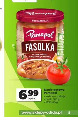 Fasolka po bretońsku z wędzoną kiełbasą Pamapol promocja w Odido