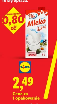 Mleko UHT 3,2% Pilos promocja w Lidl