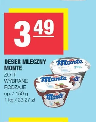 Deser mleczny Monte Zott promocja w SPAR