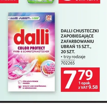 Chusteczki zapobiegające zafarbowaniu ubrań Dalli Color Protect promocja w Selgros