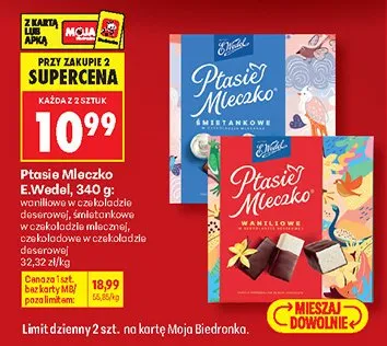 Mleko Ptasie Mleczko E.Wedel śmietankowe w mlecznej promocja w Biedronka