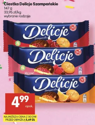 Ciastka Delicje Szampańskie E.Wedel promocja w Delikatesy Centrum