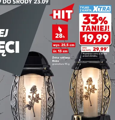 Znicz szklany Róża promocja w Kaufland