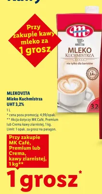 Mleko Kuchmistrza UHT 3,2% Mlekovita promocja w Lidl