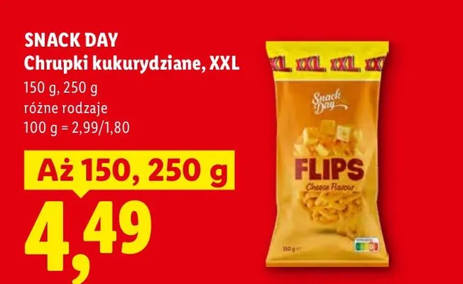 Chrupki kukurydziane XXL Snack Day promocja w Lidl