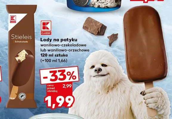 Lody na patyku K-Classic waniliowo-czekoladowe promocja w Kaufland