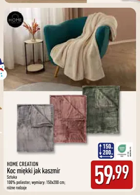 Koc miękki jak kaszmir 150x200 cm Home Creation promocja w Aldi