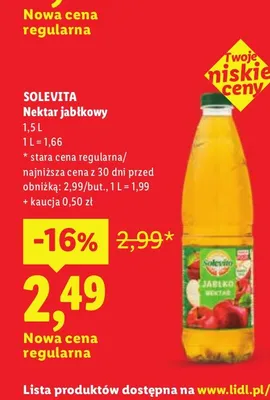Nektar jabłkowy Solevita promocja w Lidl