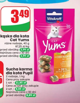 Przekąska dla kota Vitakraft Cat Yums z kurczakiem i trawą dla promocja w Dino
