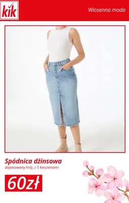 Spódnica dżinsowa dopasowany krój, z 5 kieszeniami promocja w KiK