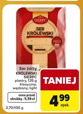 Ser żółty Królewski wędzony Sierpc promocja w Carrefour Express
