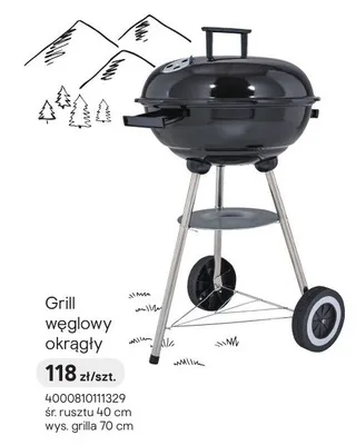 Grill węglowy okrągły promocja w Castorama