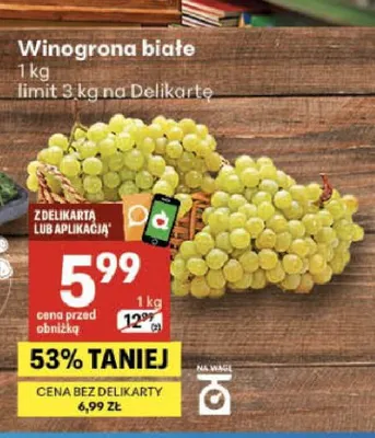 Winogrona białe promocja w Delikatesy Centrum