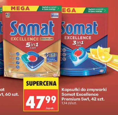 Kapsułki do zmywarki Somat Excellence 3w1 promocja w Biedronka
