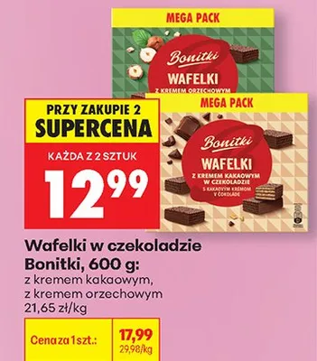 Wafelki w czekoladzie z kremem orzechowym promocja w Biedronka