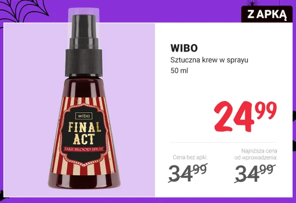 Sztuczna krew w sprayu Wibo promocja w Rossmann