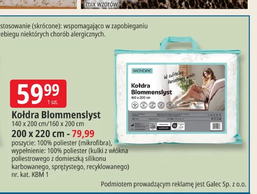 Kołdra Blommenslyst Wendre 200x220 cm promocja w Leclerc