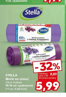 Worki na śmieci Stella z taśmą ściągającą o zapachu lawendy 60 l promocja w Kaufland