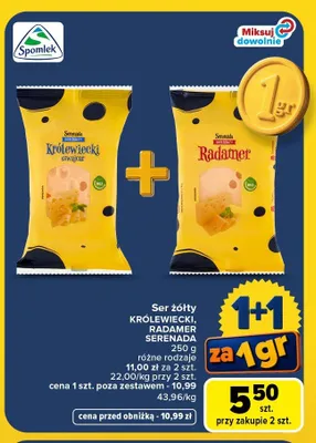 Ser żółty Królewiecki Serenada promocja w Carrefour Market
