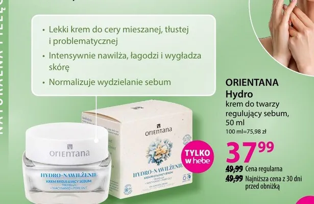 Krem do twarzy regulujący sebum Hydro promocja w Hebe