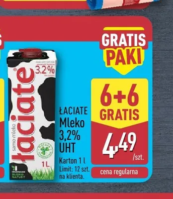 Mleko Łaciate 3,2% UHT promocja w Aldi