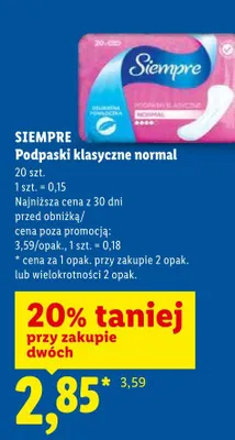 Podpaski klasyczne SIEMPRE normal promocja w Lidl