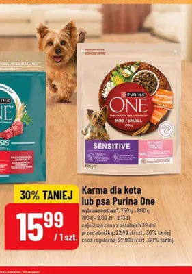 Karma dla psa Purina One Mini/Small Sensitive promocja w POLOmarket