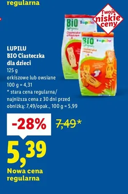 BIO Ciasteczka dla dzieci owsiane promocja w Lidl