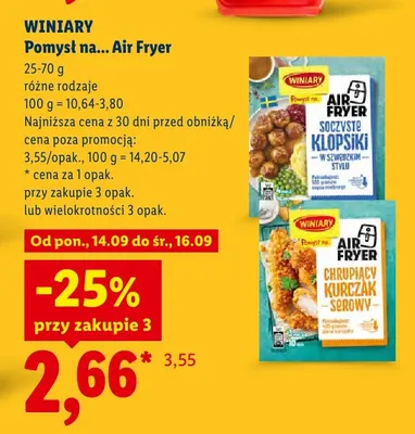 Fix Winiary Pomysł na... Air Fryer Soczyste klopsiki w szwedzkim stylu promocja w Lidl