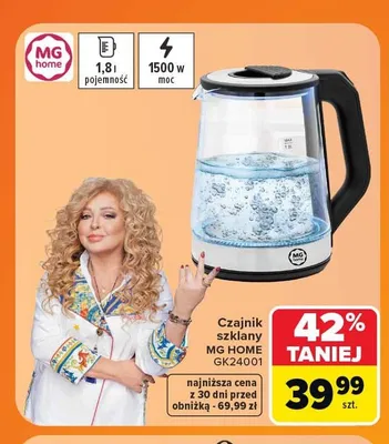Czajnik szklany MG Home GK24001 promocja w Carrefour